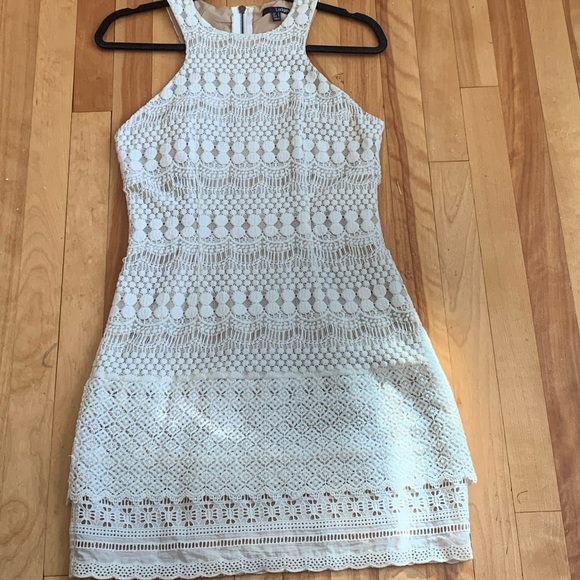 Ladakh Dresses & Skirts - White embroidered mini dress with tiered hem